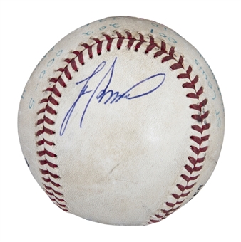 1992 Lee Smith Game Used/Signed Career Save #352 Baseball Used on 09/22/92 (Smith LOA)